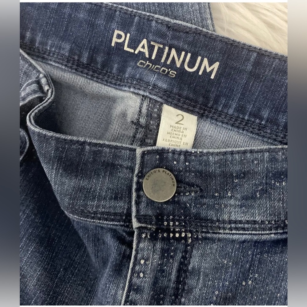 Chico’s  Platinum Sparkle Stretch Jeans